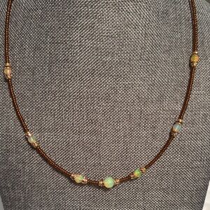 Real Natural Opals and gold plated , crystal beads